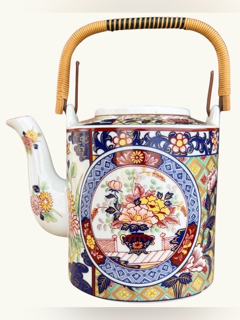 Imari Teapot Japan Porcelain Floral 6.5” Excellent Vintage